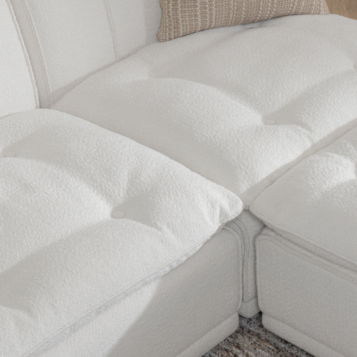 Haven Leather Modular 4pc Sectional w/ Ottoman - White