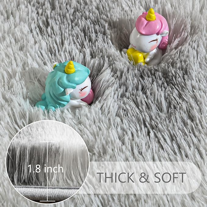 Noahas Large Fluffy 8x10 Area Rugs for Living Room Bedroom,Tie-Dyed Grey and White Thick Shag Throw Rug,Big Soft Shaggy Bedside Non-Slip Plush Dorm Nursery Kids Carpet
