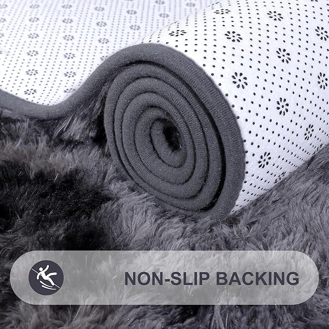 Noahas 8x10 Area Rugs for Living Room,Tie-Dyed Black and Dark Grey Area Rug,Big Shaggy Rugs for Bedroom,Fluffy Large Carpet,Soft Kids Rug Non Slip Reduce Noise Room Decor