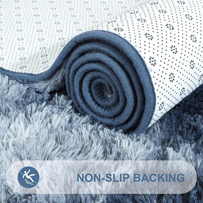 Noahas 5x8 Area Rugs for Living Room,Tie-Dyed Blue and Grey Area Rug,Big Shaggy Rugs for Bedroom,Fluffy Large Carpet,Soft Kids Rug Non Slip Reduce Noise Room Decor
