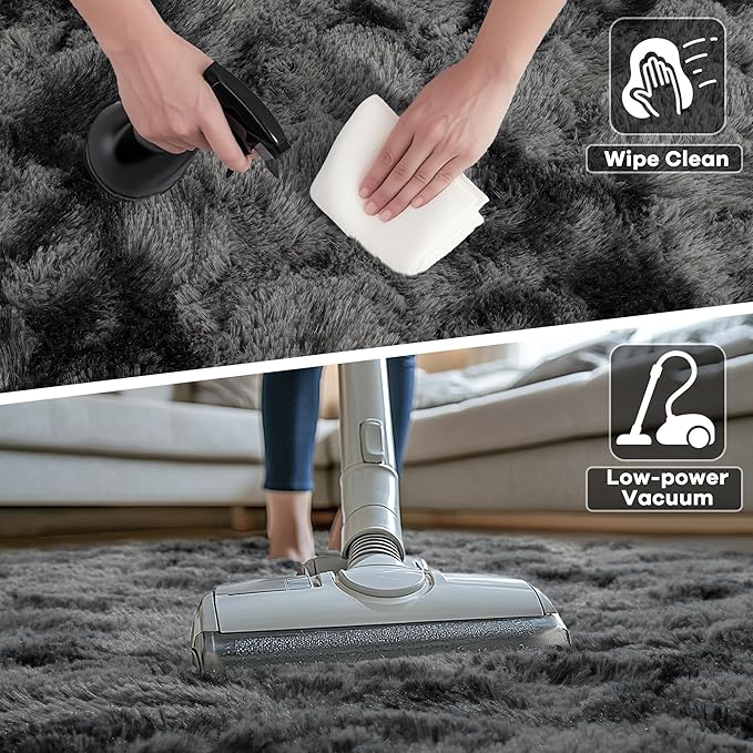 Noahas Large Fluffy 8x10 Area Rugs for Living Room Bedroom,Tie-Dyed Dark Grey Thick Shag Throw Rug,Big Soft Shaggy Bedside Non-Slip Plush Dorm Nursery Kids Carpet Visit the Noahas Store