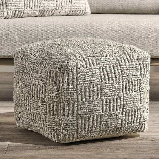 Performance Vico Pouf 18"x18"x14" - Ivory Multi