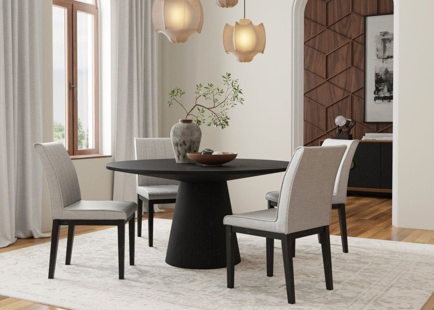 Cove Upholstered Side Chairs, Gray & Black