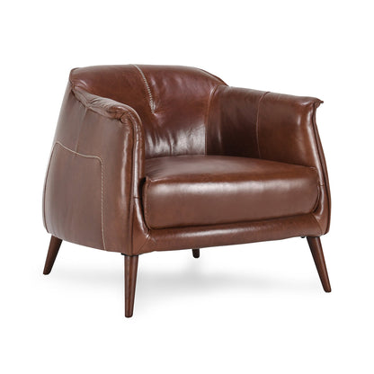 Martel Leather Club Chair - Spiced Brown