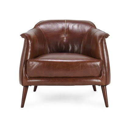 Martel Leather Club Chair - Spiced Brown
