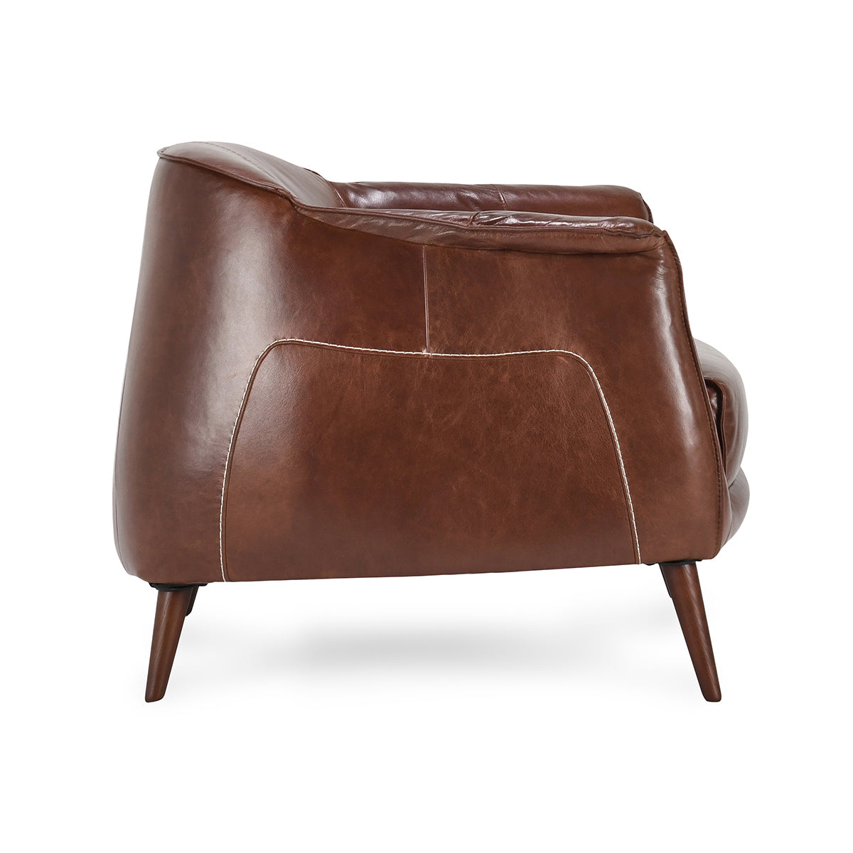 Martel Leather Club Chair - Spiced Brown