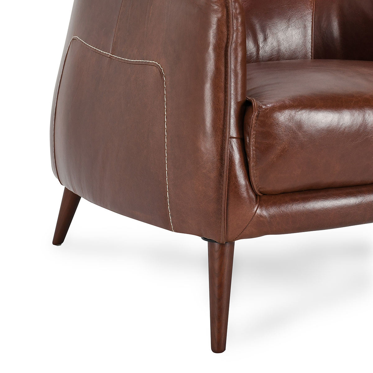 Martel Leather Club Chair - Spiced Brown