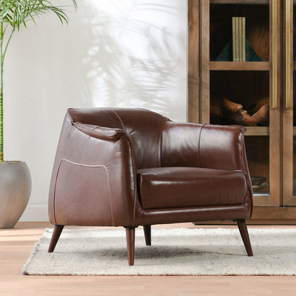 Martel Leather Club Chair - Spiced Brown