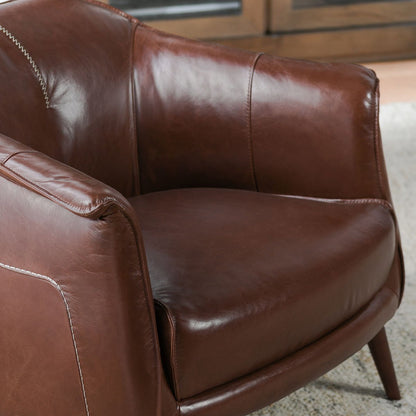 Martel Leather Club Chair - Spiced Brown