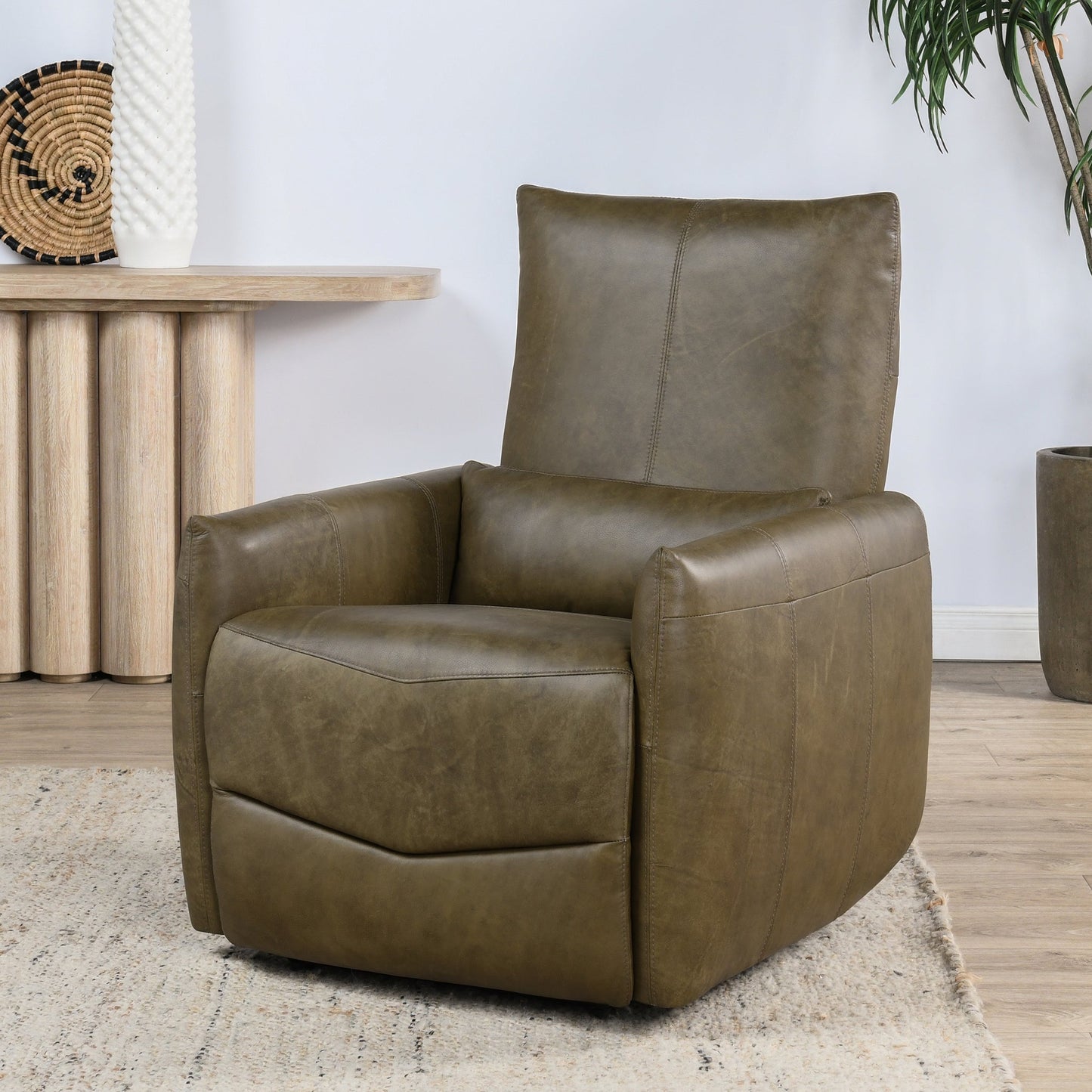 Thaya Leather Power Recliner - Earth Brown