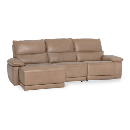 Branford Leather Power Recliner Sectional w/LAF Chaise - Camel
