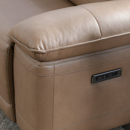Branford Leather Power Recliner Sectional w/LAF Chaise - Camel