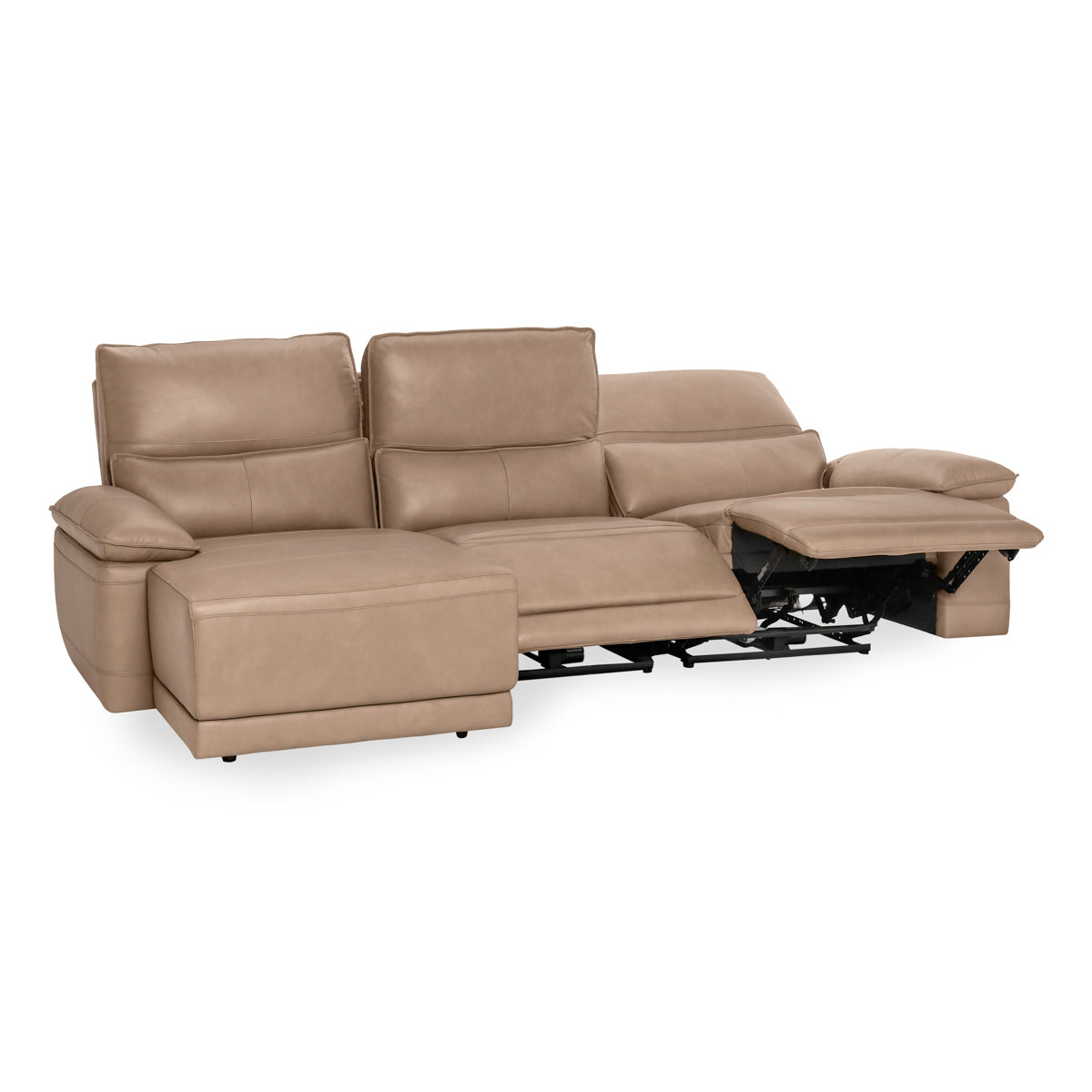 Branford Leather Power Recliner Sectional w/LAF Chaise - Camel
