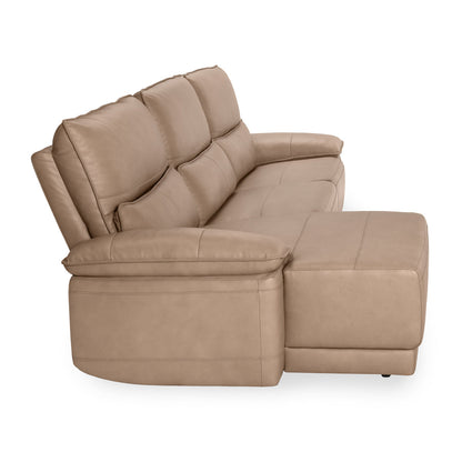 Branford Leather Power Recliner Sectional w/LAF Chaise - Camel