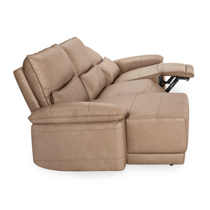 Branford Leather Power Recliner Sectional w/LAF Chaise - Camel