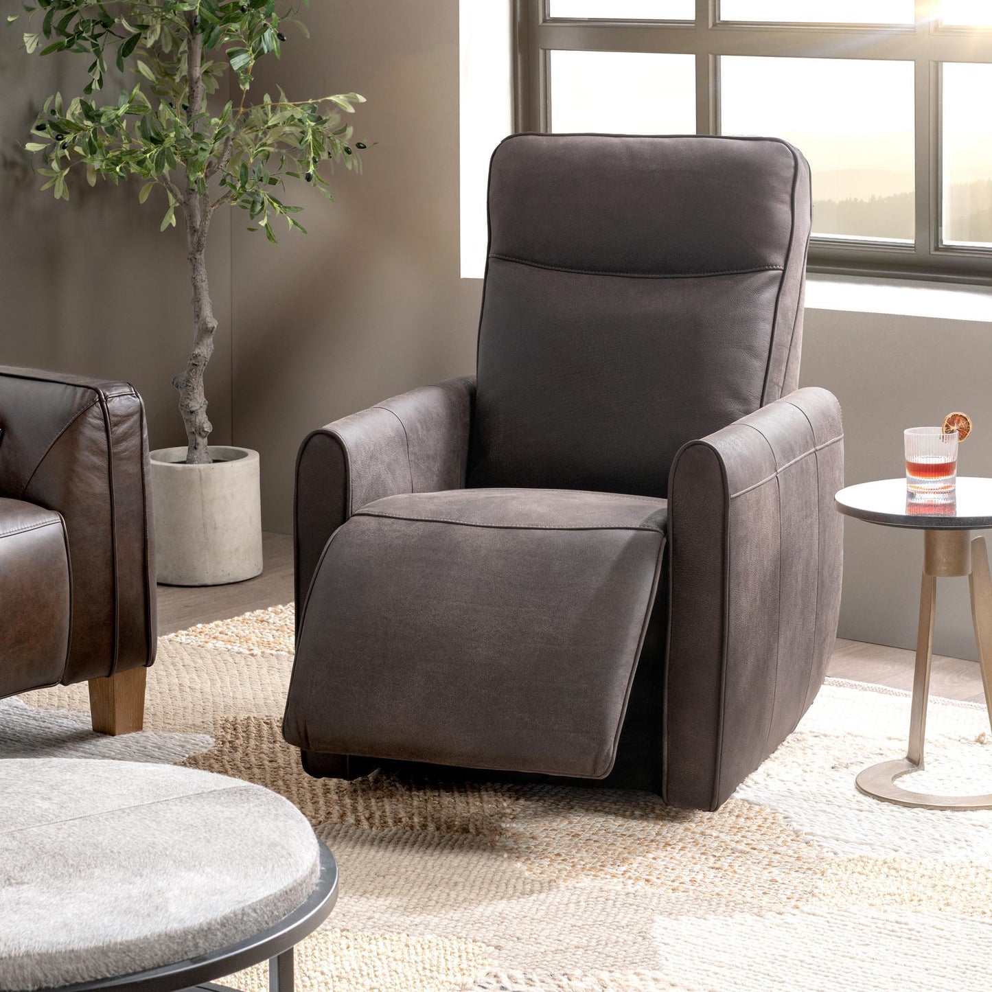 Vivica Leather Power Recliner - Dark Brown