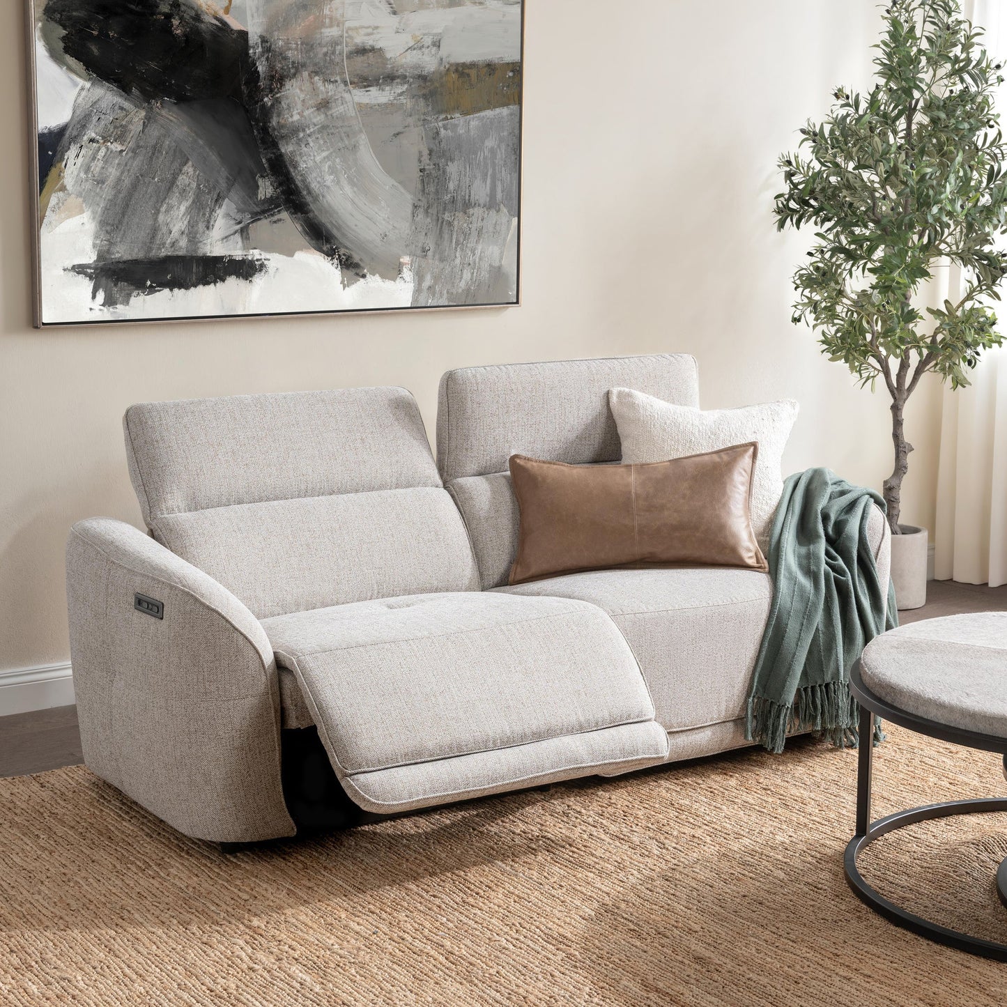Ostend Upholstered Power Recliner Sofa - Gray