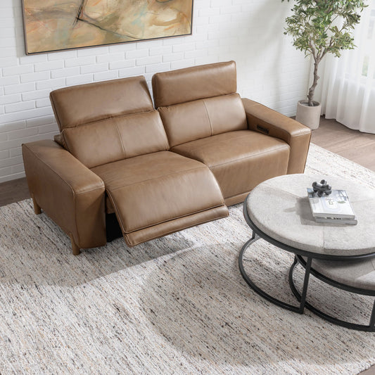 Kadon Leather Power Recliner Sofa - Tan