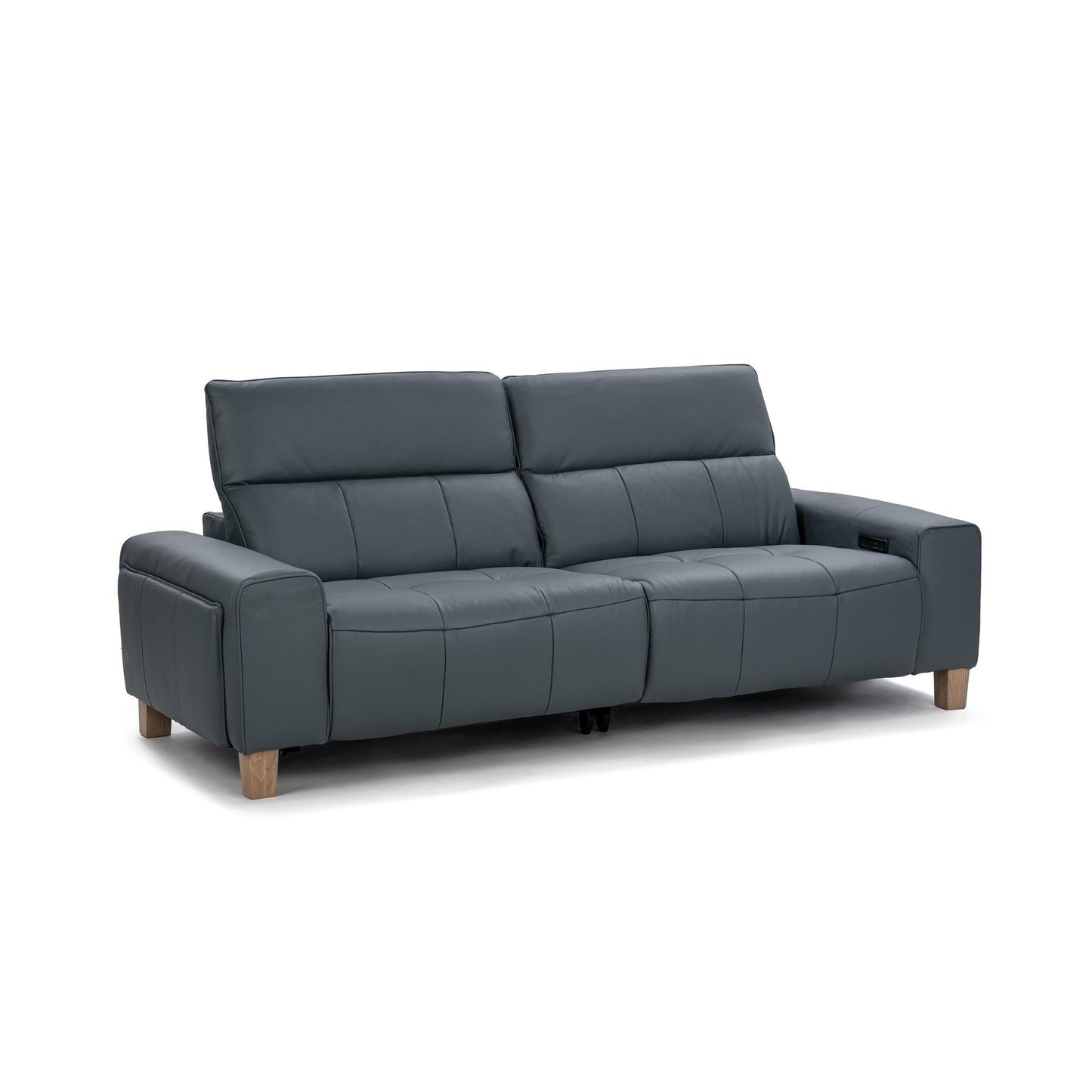 Alea Leather Power Recliner Sofa - Smoke Blue