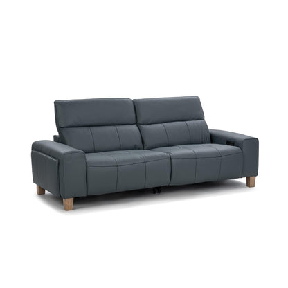 Alea Leather Power Recliner Sofa - Smoke Blue