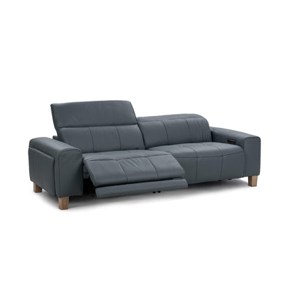 Alea Leather Power Recliner Sofa - Smoke Blue