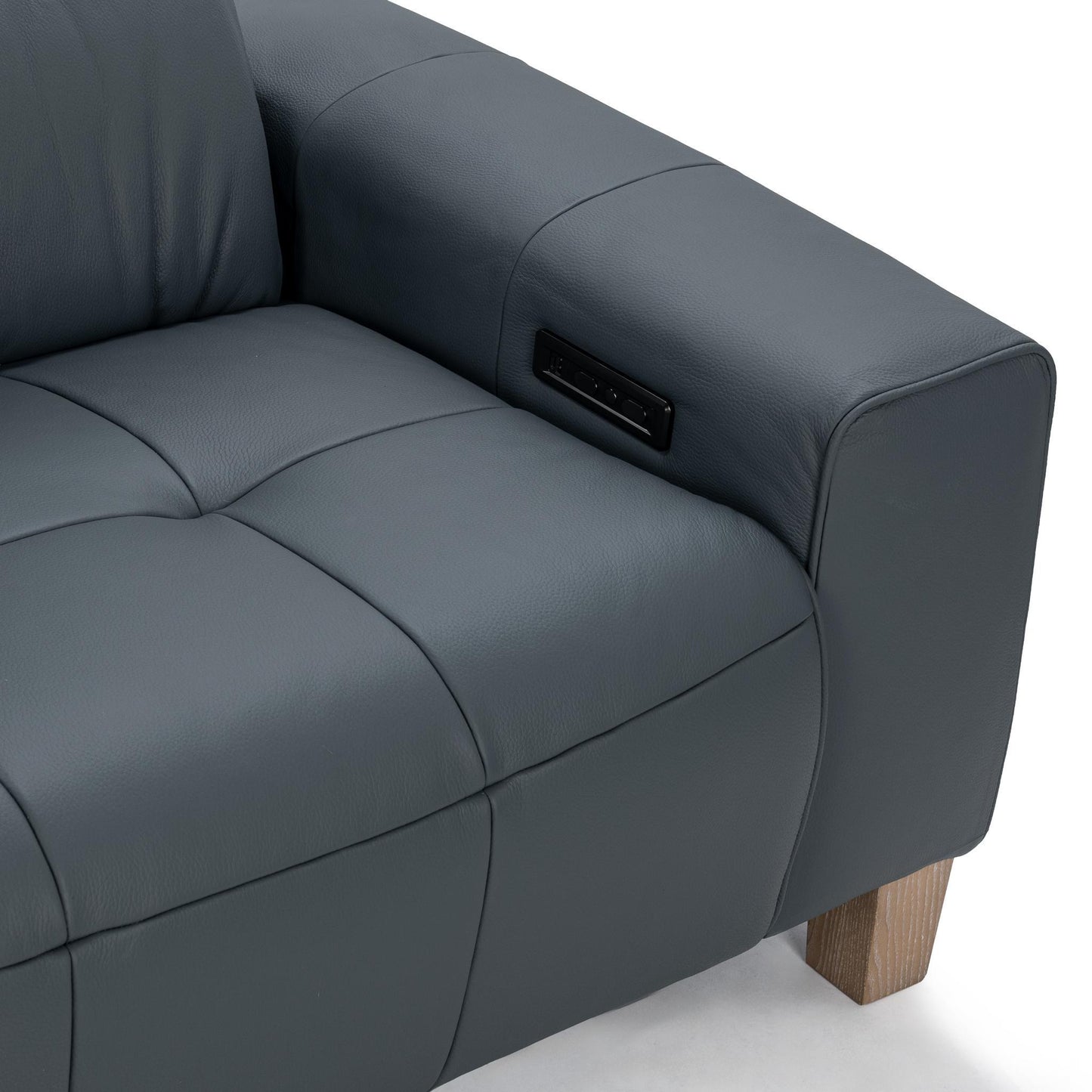 Alea Leather Power Recliner Sofa - Smoke Blue