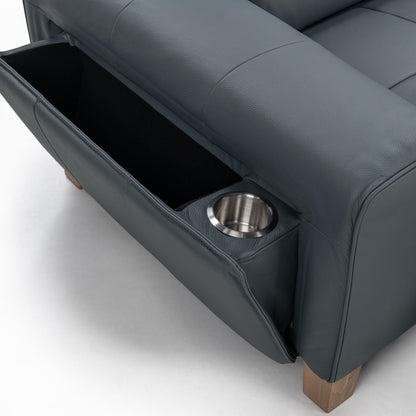 Alea Leather Power Recliner Sofa - Smoke Blue