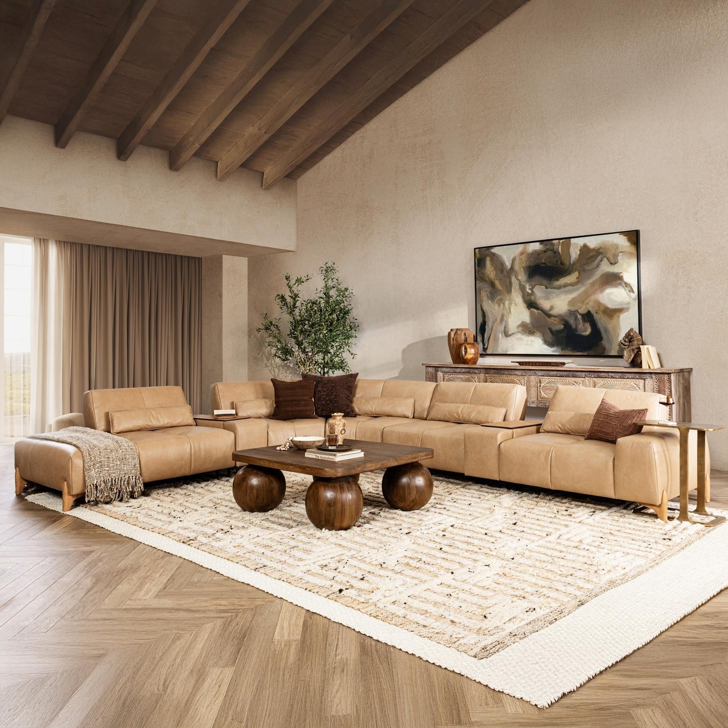 Leah Upholstered  Sectional - Putty