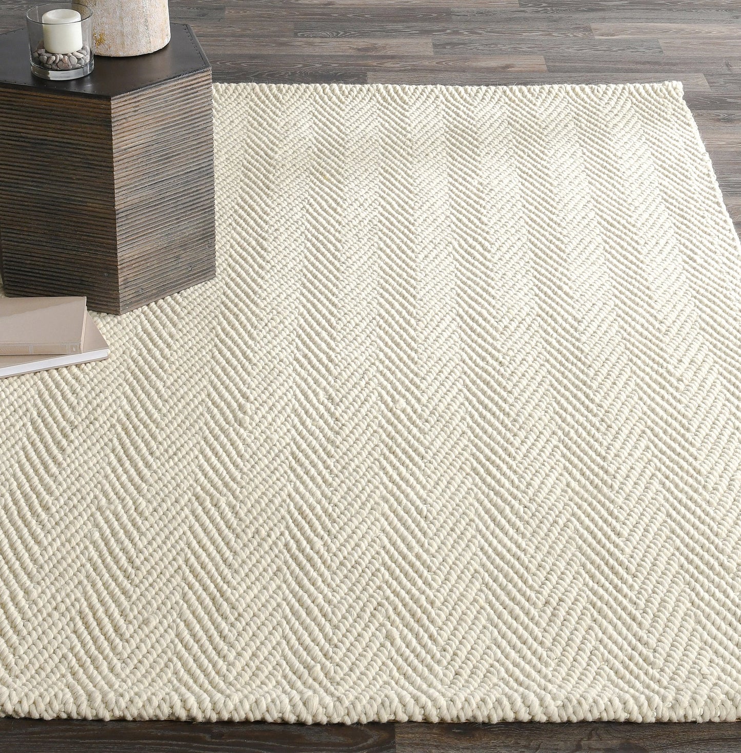 Herringbone Wool/Jute Rug - Ivory