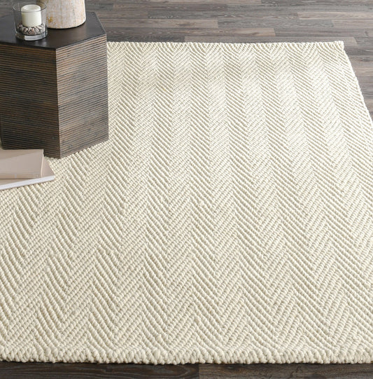 Herringbone Wool/Jute Rug - Ivory