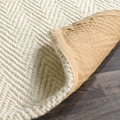 Herringbone Wool/Jute Rug - Ivory
