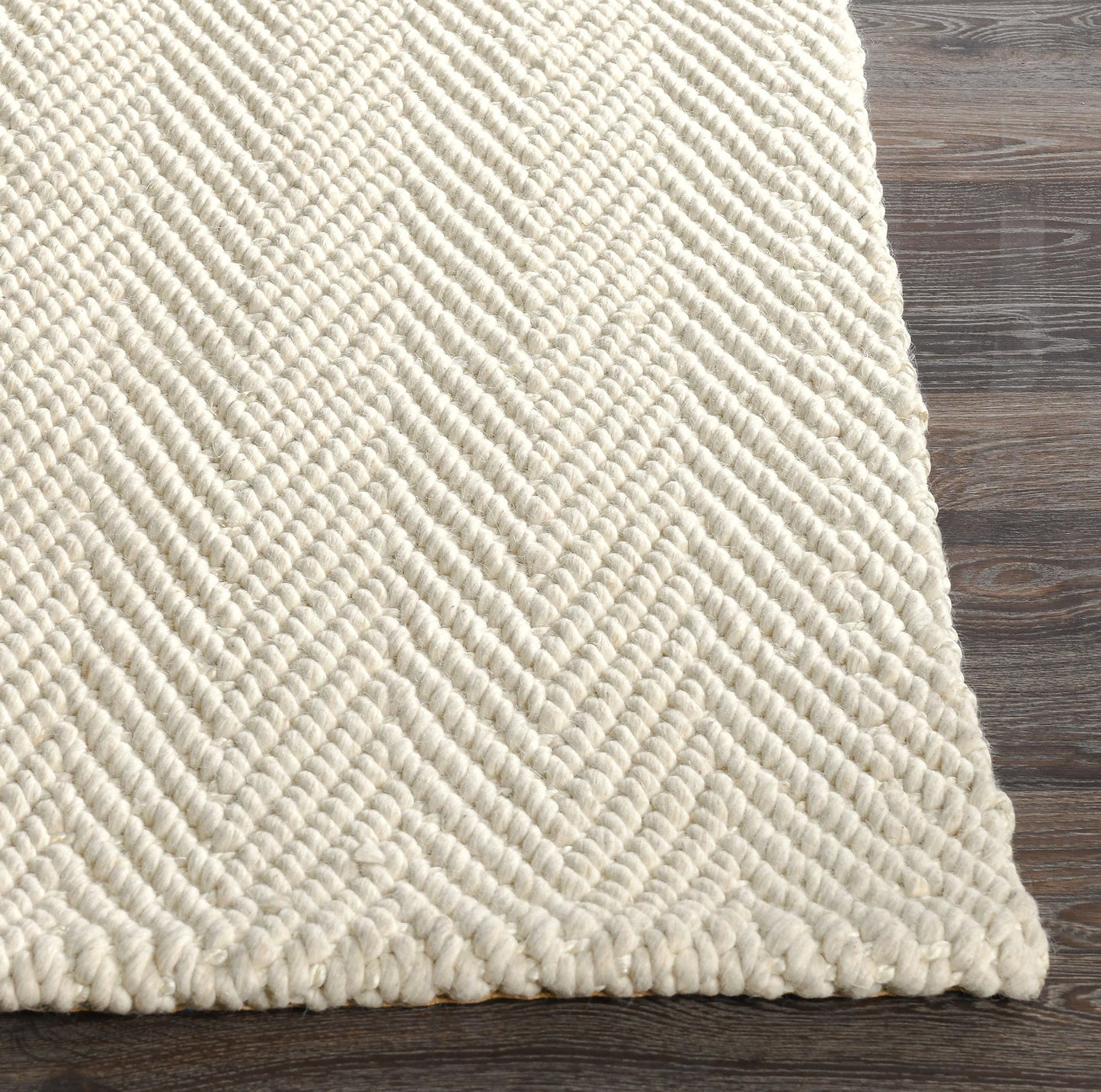 Herringbone Wool/Jute Rug - Ivory