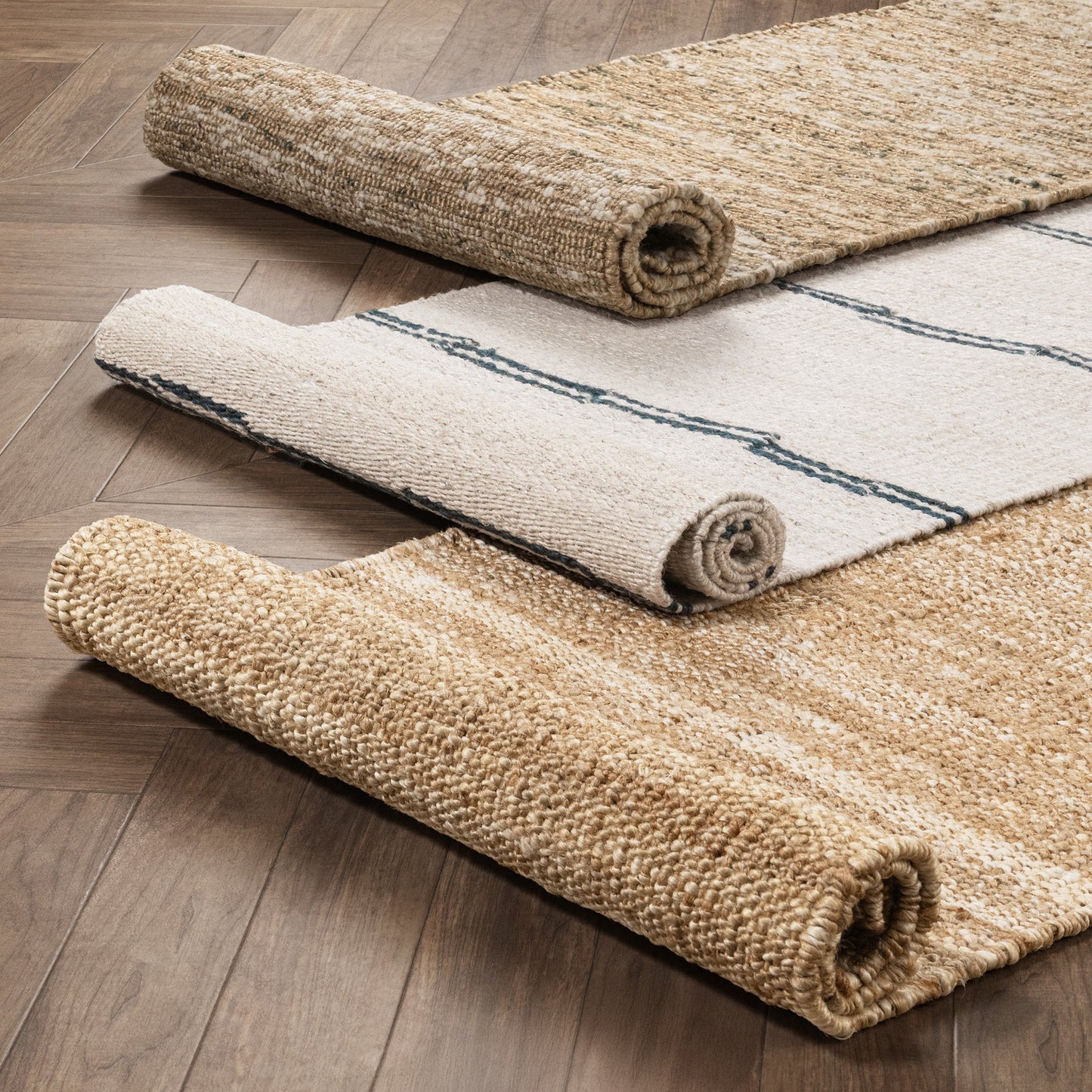 Sunderland Jute Stripe Rug - Ivory/Dark Blue