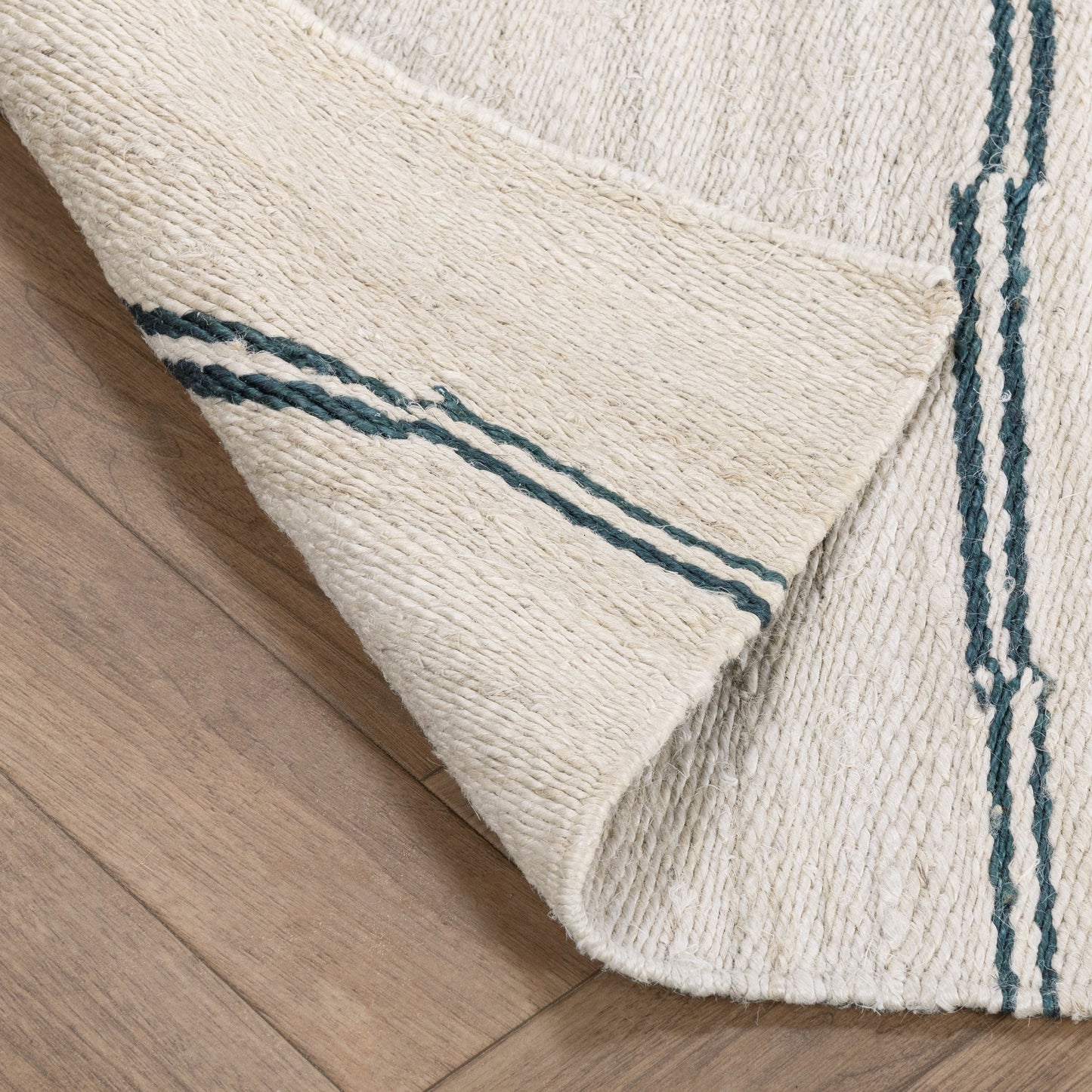 Sunderland Jute Stripe Rug - Ivory/Dark Blue