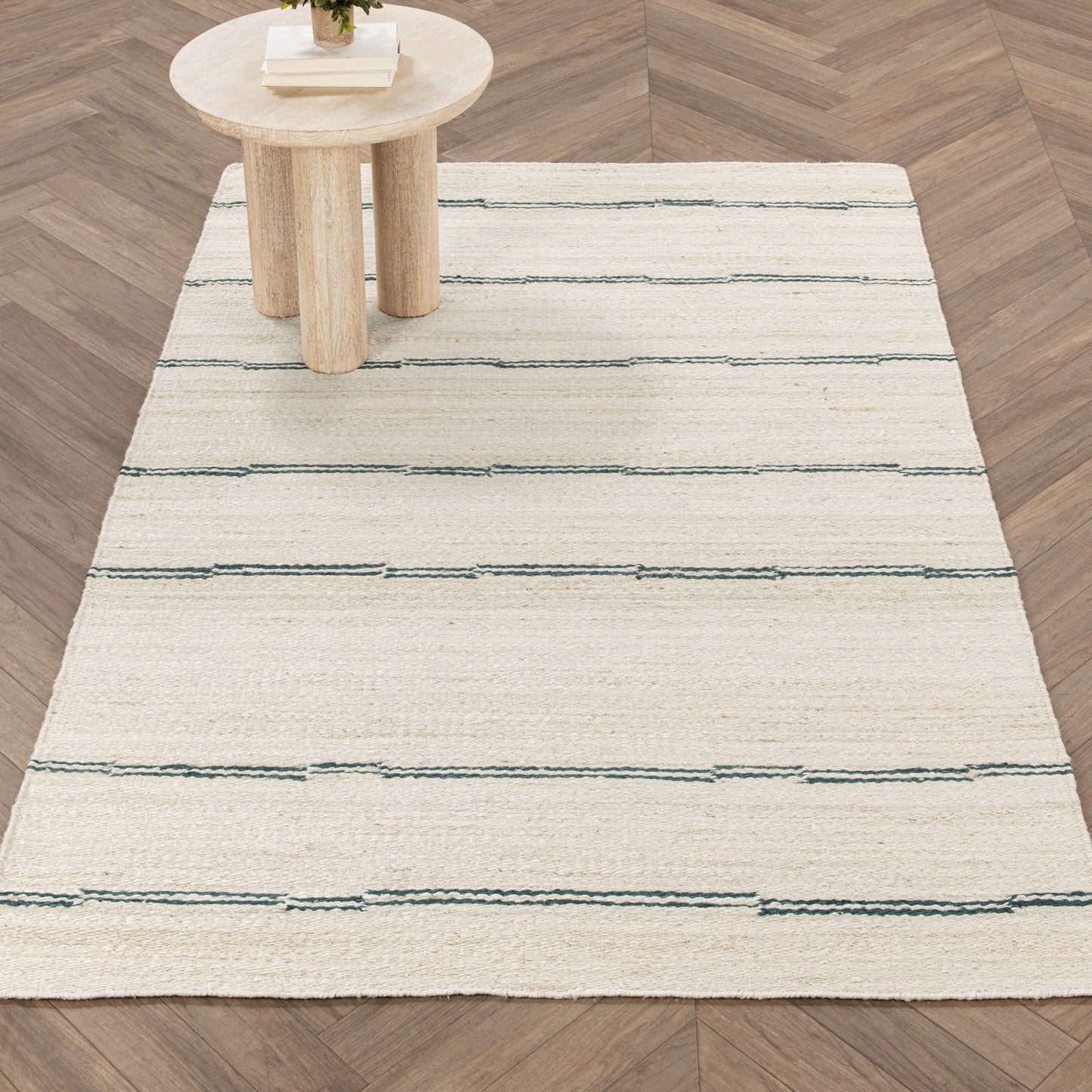 Sunderland Jute Stripe Rug - Ivory/Dark Blue
