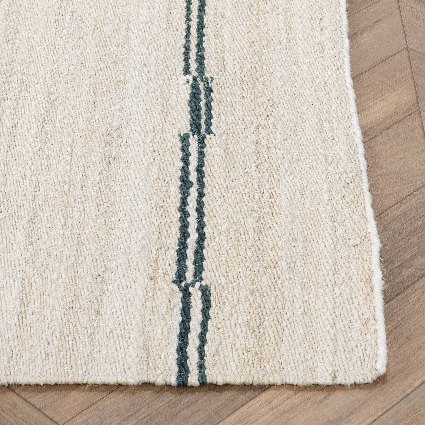 Sunderland Jute Stripe Rug - Ivory/Dark Blue