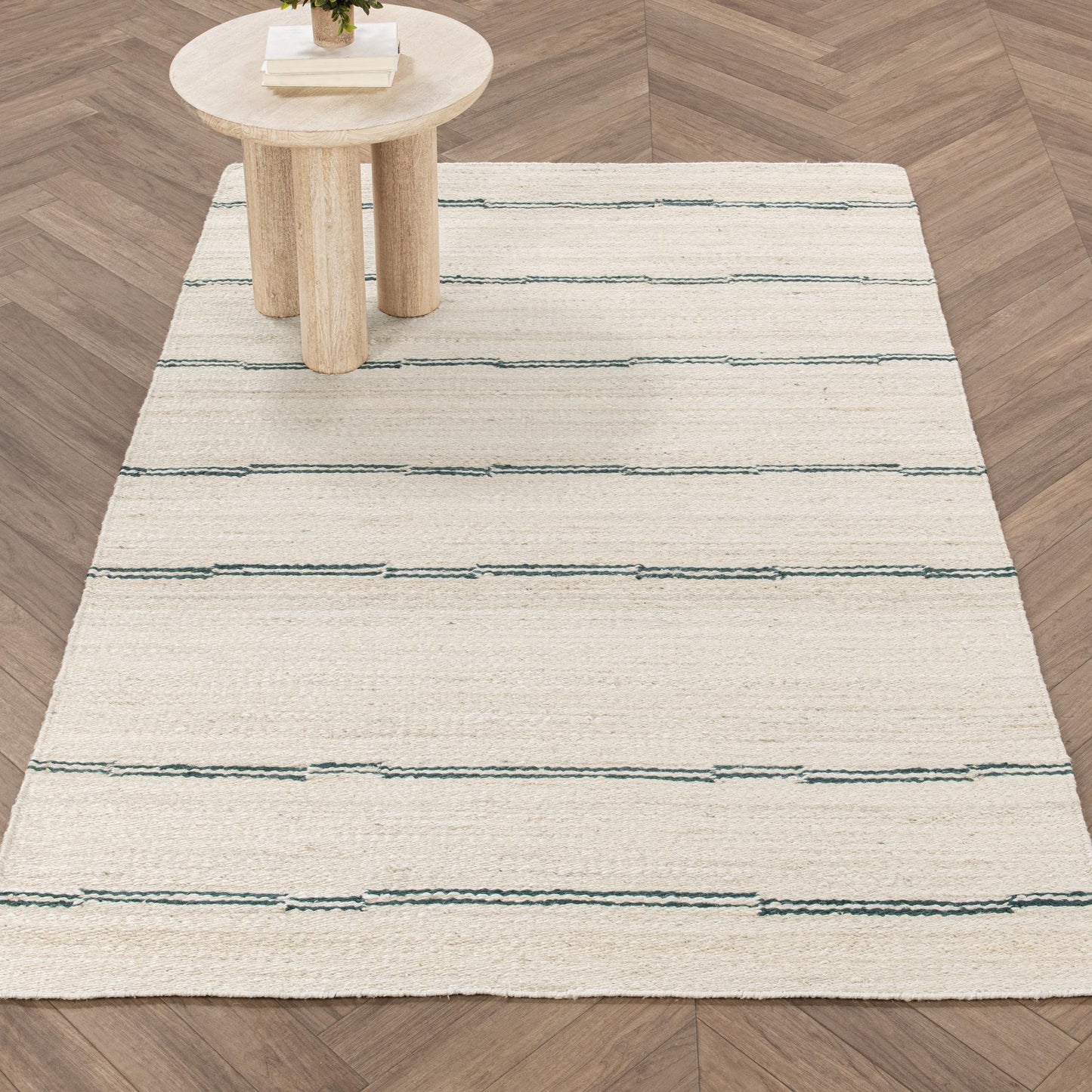 Sunderland Jute Stripe Rug - Ivory/Dark Blue