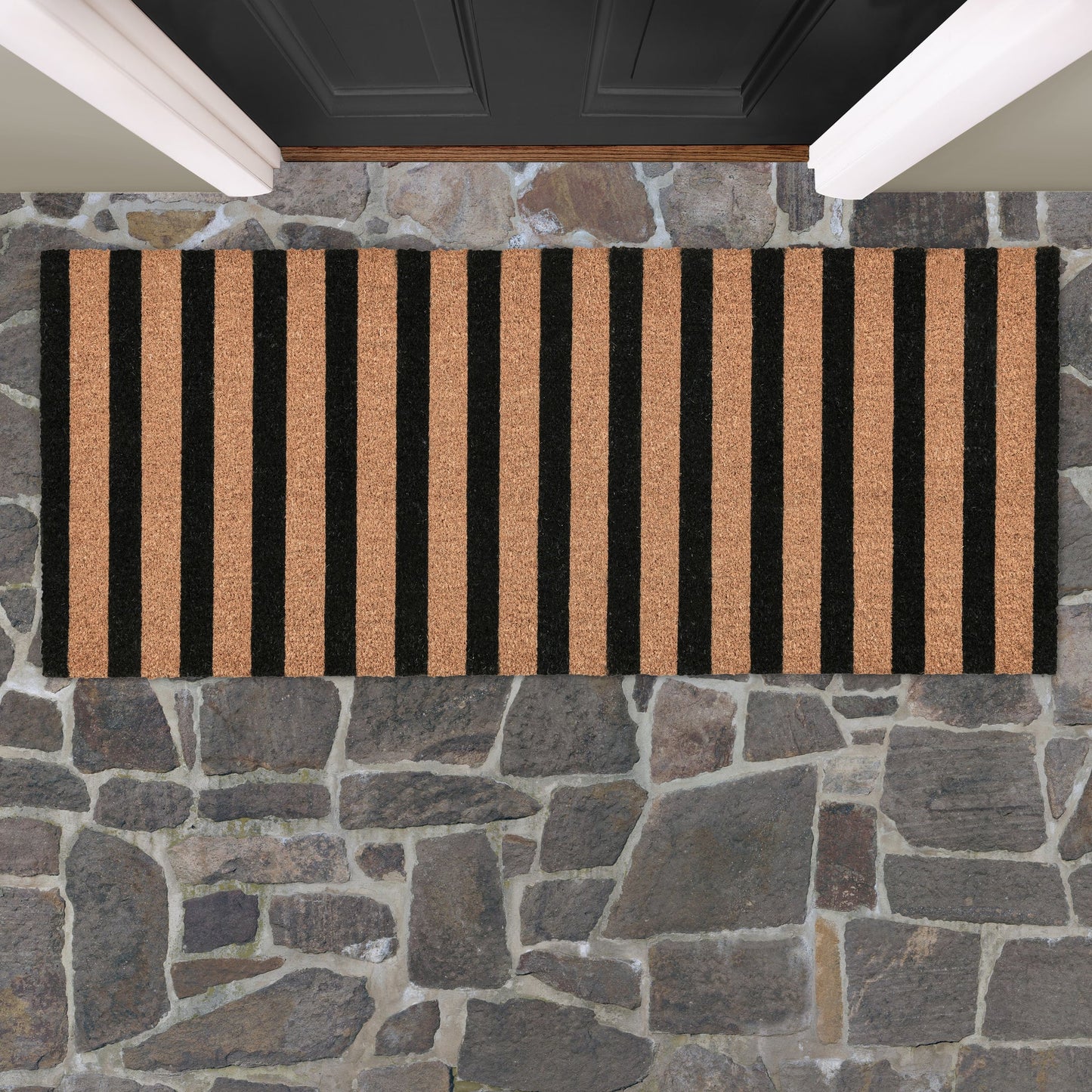 Striped Doormat 24x57 - Black/Natural