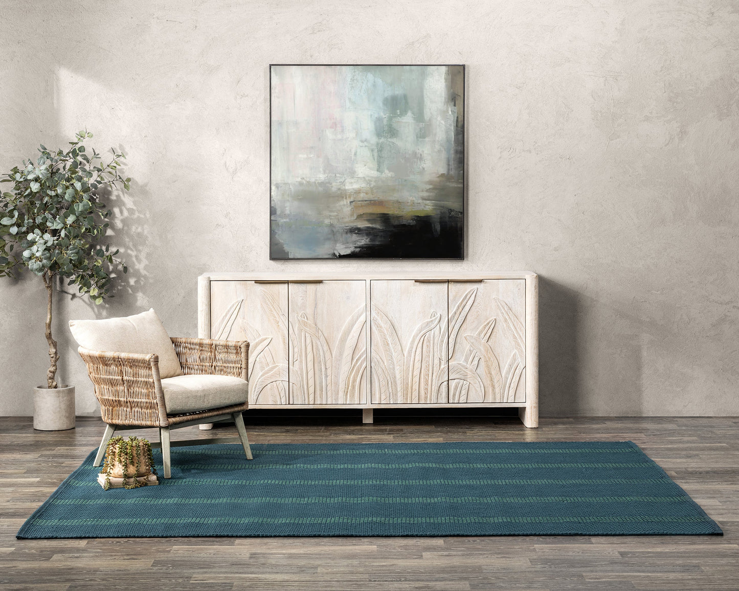 Performance Sorrento Stripe Rug - Deep Blue/Green