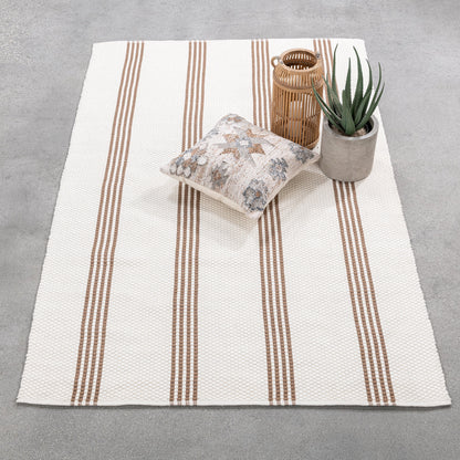 Performance Sorrento Stripe Rug - Ivory/Coconut Brown