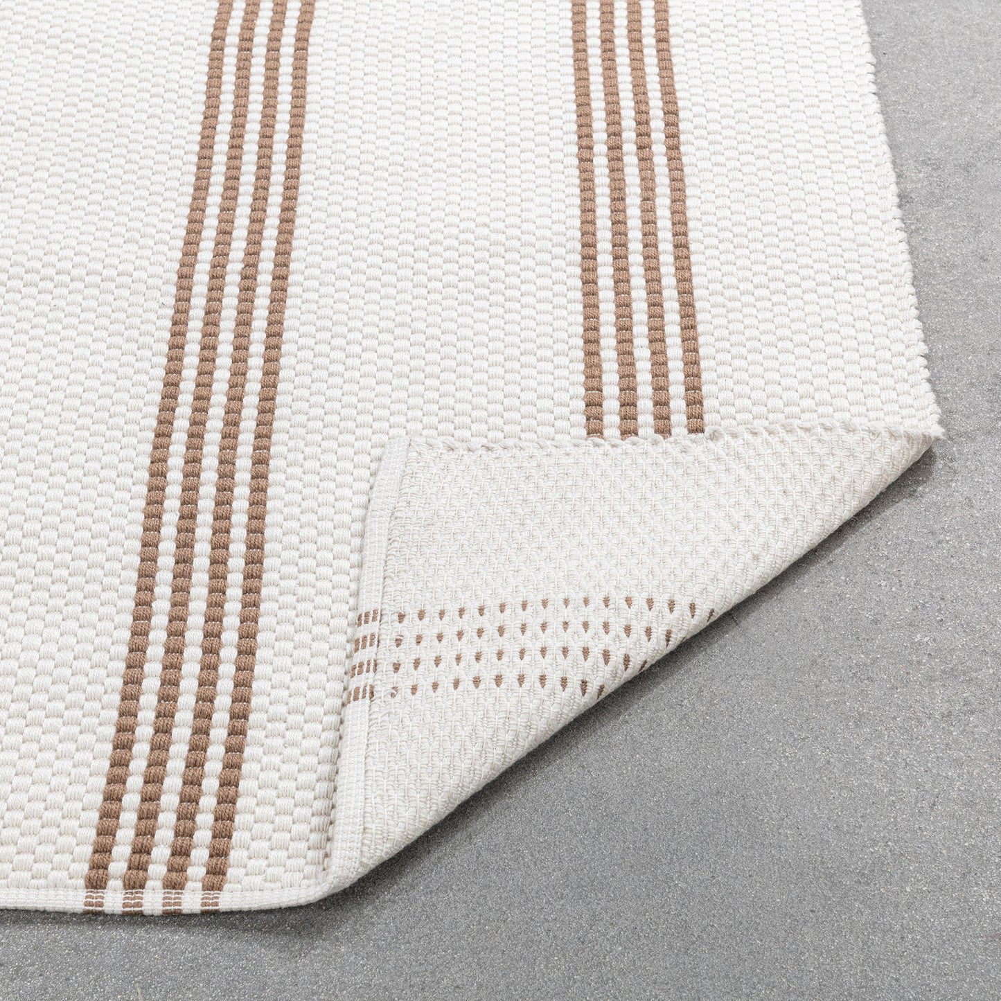 Performance Sorrento Stripe Rug - Ivory/Coconut Brown