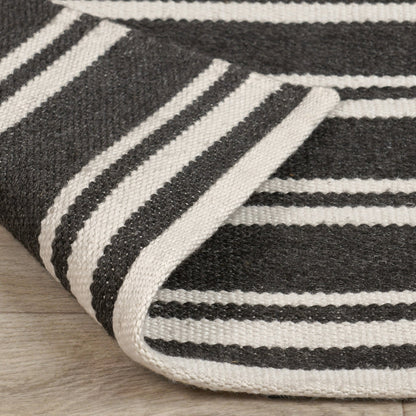 Performance Palma Stripe Rug - Charcoal/Ivory