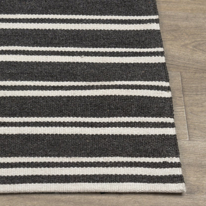 Performance Palma Stripe Rug - Charcoal/Ivory