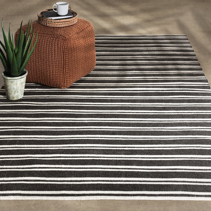 Performance Palma Stripe Rug - Charcoal/Ivory