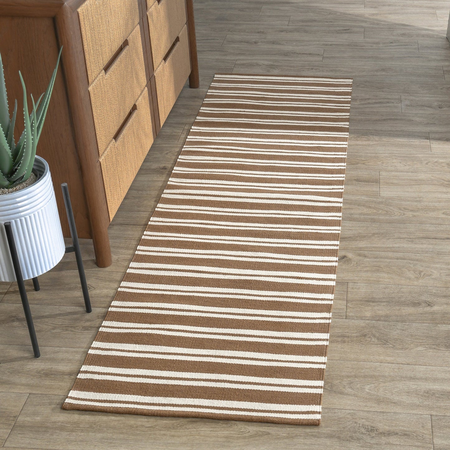 Performance Palma Stripe Rug - Coconut Brown/Ivory