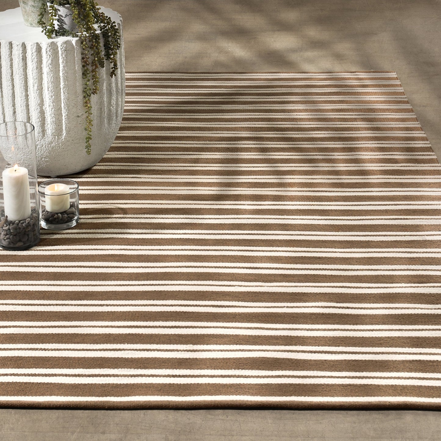 Performance Palma Stripe Rug - Coconut Brown/Ivory