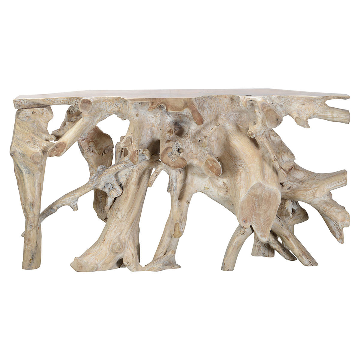 Cypress Root Console Table 59-60" - Natural White Wash
