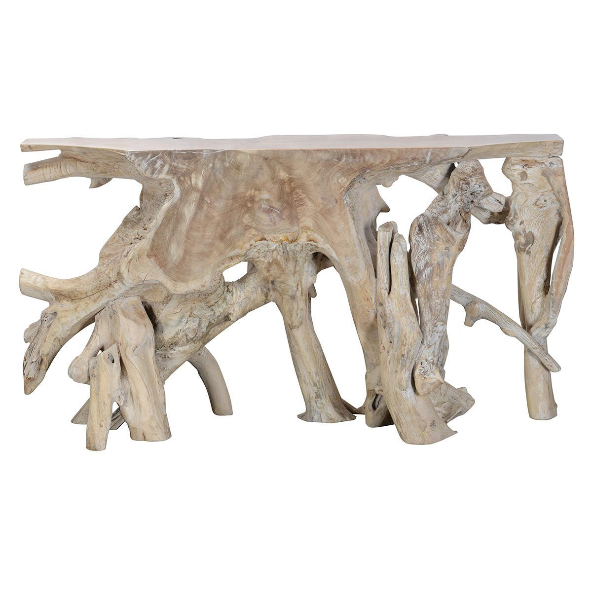 Cypress Root Console Table 59-60" - Natural White Wash