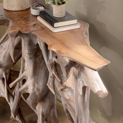 Cypress Root Console Table 59-60" - Natural White Wash