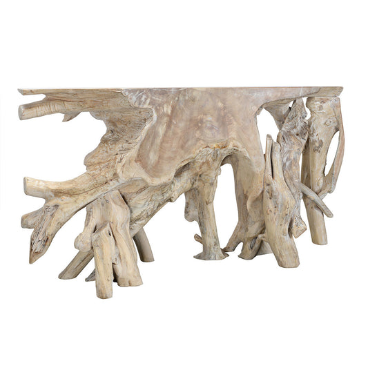 Cypress Teak Root Console Table 70" - 71" - Natural White Wash